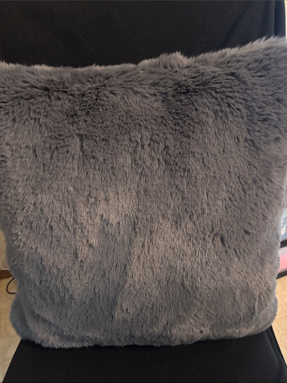 Gray faux fur throw pillow 20inch x 20 inch